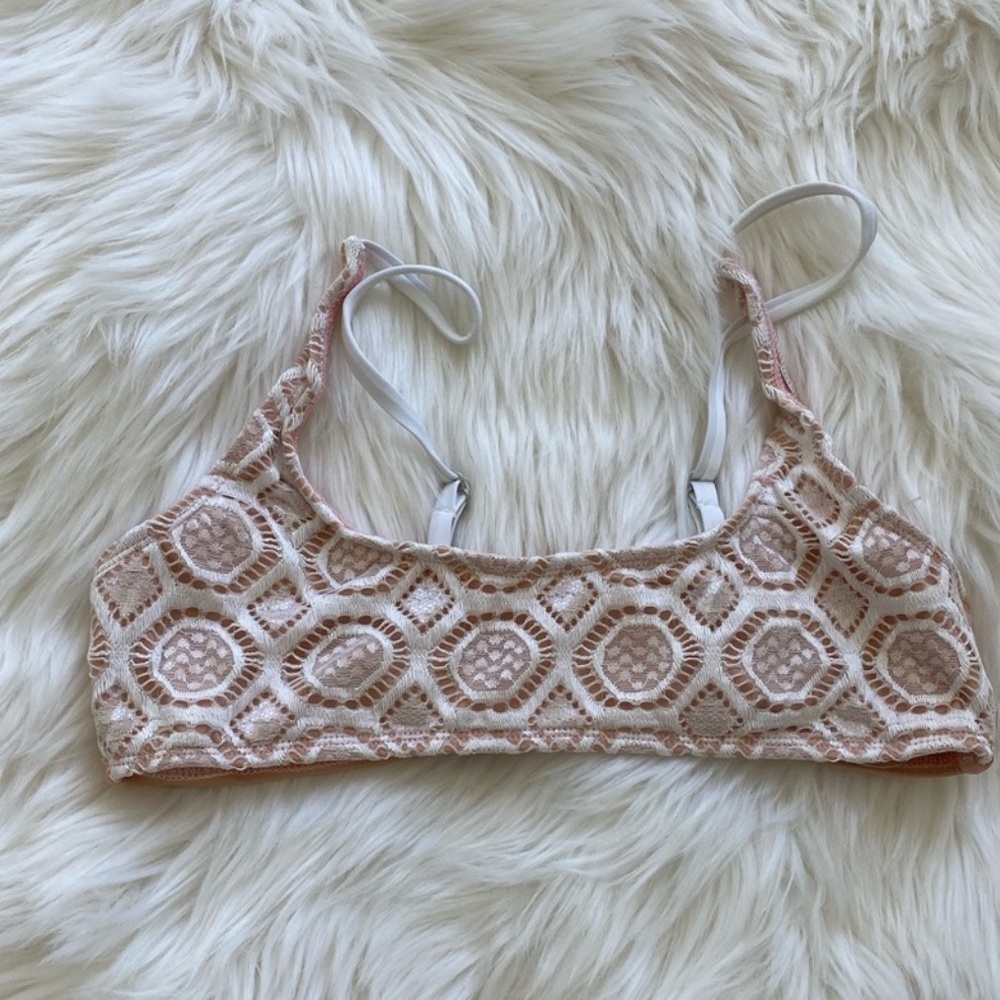RIS-K SWIMWEAR Nude & White Lace Bikini Top size Medium Bralette - Picture 5 of 5